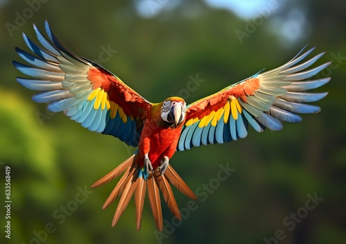 Flying macaw, beautiful bird.  © MEHDI