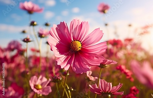 A cosmos flower face to sunrise in field.  © MEHDI