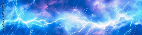 Anime horizontal blue lightning background. Anime cartoon light colors. Generative AI