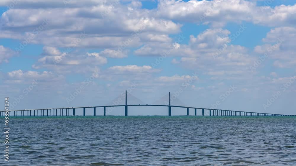 Sunshine Skyway Bridge Over The Tampa Bay In Florida, United States. - timelapse Sunshine Skyway Bridge Over The Tampa Bay In Florida, United States. - timelapse