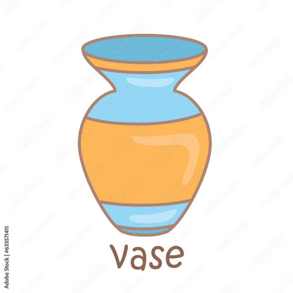 Alphabet V For Vase Vocabulary School Lesson Cartoon Illustration Vector Clipart Sticker