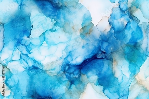 Blue alcohol ink background. Abstract delicate winter season texture. 