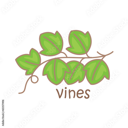 Alphabet V For Vines Vocabulary School Lesson Cartoon Illustration Vector Clipart Sticker