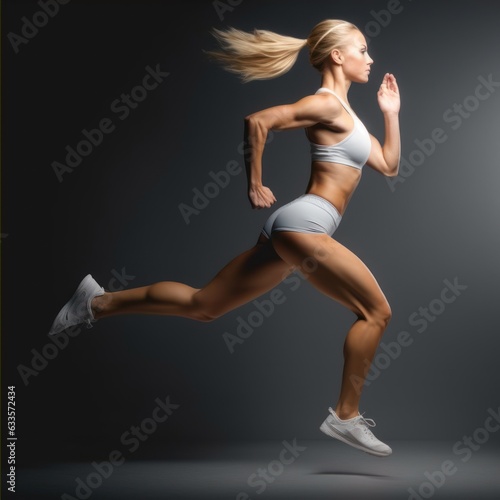 Motion and Strength: Illustrating the Athletic Power and Speed of a Woman, generative ai