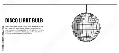 Disco ball light vector illustration. Modern flat in continuous line style.