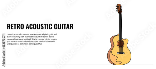Guitar vector illustration. Modern flat in continuous line style.