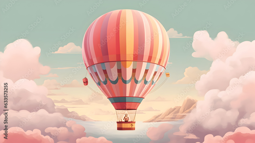 Fototapeta premium Air balloon on the pastel sky 