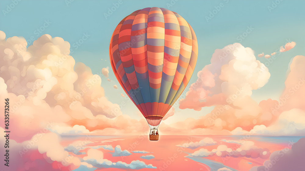 Fototapeta premium Air balloon on the pastel sky