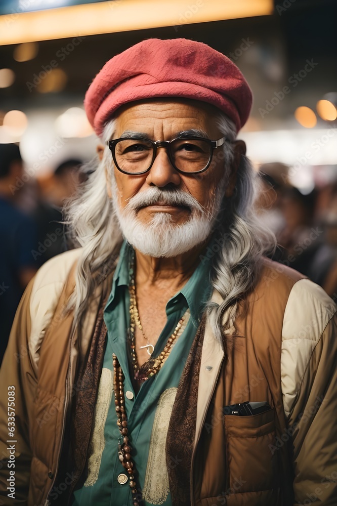 Retrato de un hombre de70 años, con barba y lentes Retrato de un hombre de70 años, con barba y lentes