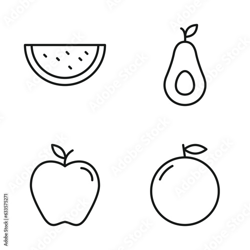Editable Set Icon of Fruit, Watermelon, Apple, Orange and advocate , Vector illustration isolated on white background. using for Presentation, website or mobile app