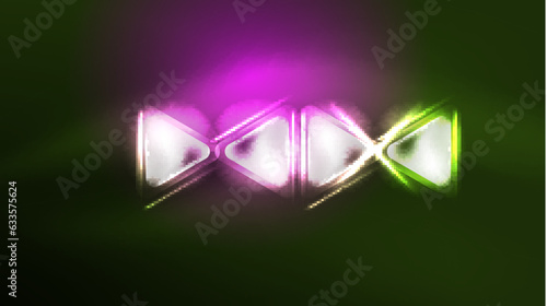 Digital Neon Abstract Background, Triangles And Lights Geometric Design Template