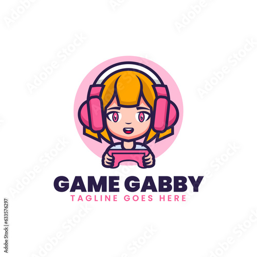 Vector Logo Illustration Game Gabby Mascot Cartoon Style.