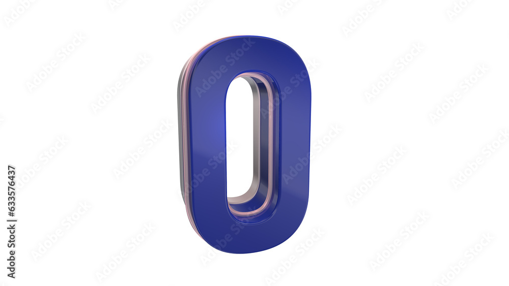 Obraz premium Creative blue 3d number 0