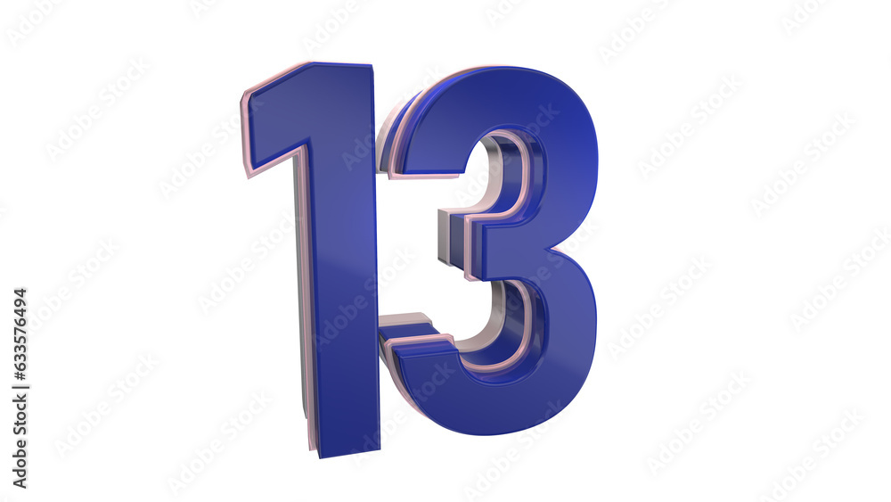 Obraz premium Creative blue 3d number 13