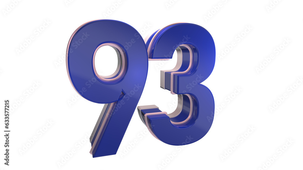 Obraz premium Creative blue 3d number 93