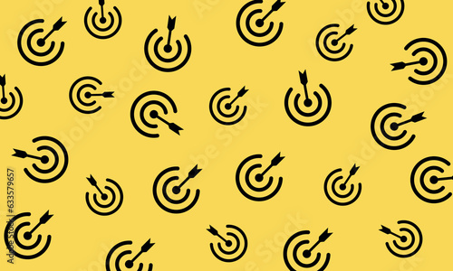 Target icons seamless pattern on yellow background. Vector ilustration