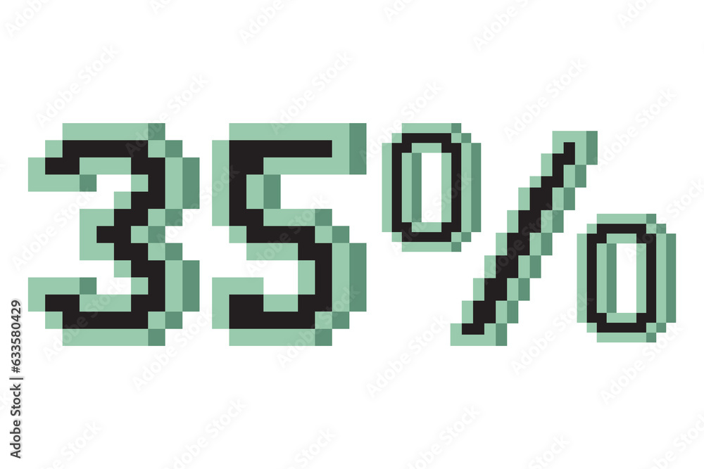 35 percent with pixel art 3d. Vector illustration 35 percent with pixel art 3d. Vector illustration