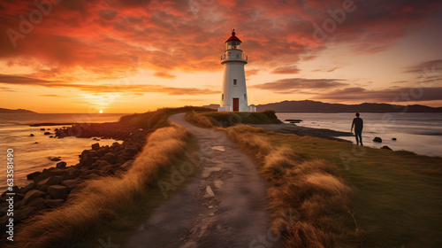 Castle Point Lighthouse  sunset  Wairarapa  New Zealand