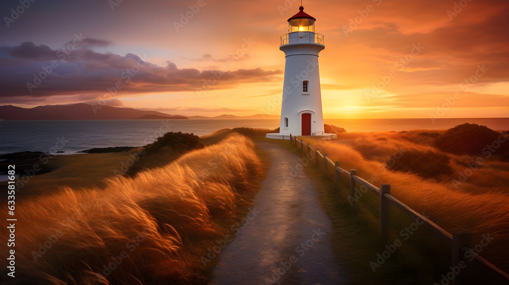 Castle Point Lighthouse  sunset  Wairarapa  New Zealand