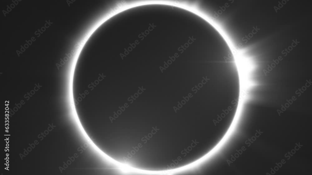 Total Solar Eclipse Ring of fire Halo in space. Black and white, Seamless Loop Total Solar Eclipse Ring of fire Halo in space. Black and white, Seamless Loop