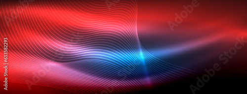 Glowing neon wave abstract background - vibrant, luminescent waves pulsate in a captivating and electrifying display