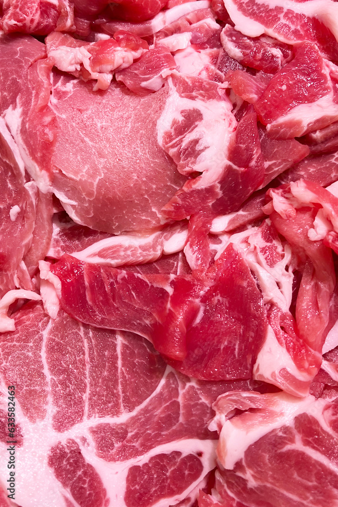 Fresh sliced raw pork meat