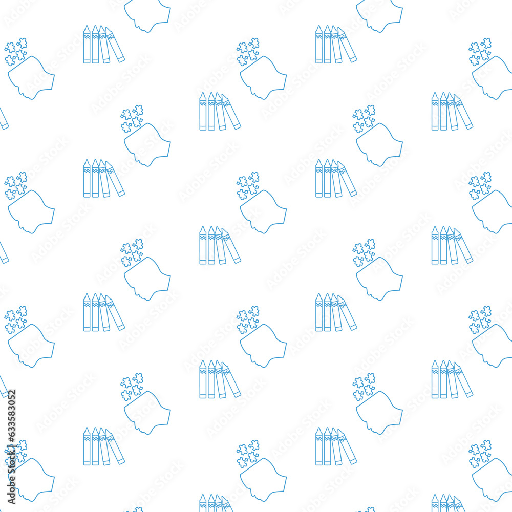 Digital png illustration of blue pencils and heads with puzzle on transparent background