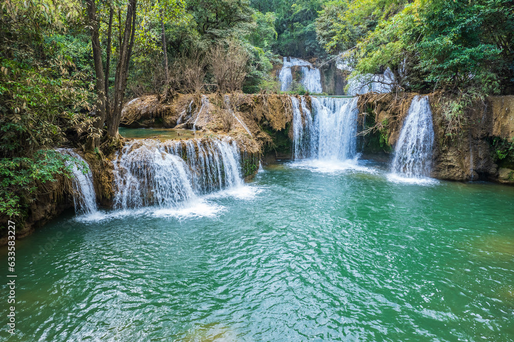 Fototapeta premium Beautiful waterfall in middle of the rainforest at Tak province, Thailand.