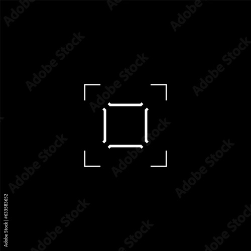 Cyberpunk style square target marker. Futuristic GUI target, aim, sight. HUD reticle, cyberpunk aesthetics, futuristic interface. A vector cyber style design element.