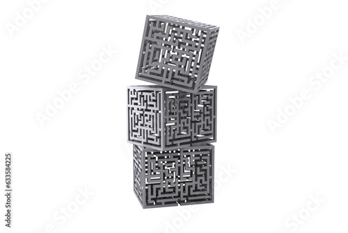 Konstfotografi Digital png illustration of cubes with labyrinths on transparent background