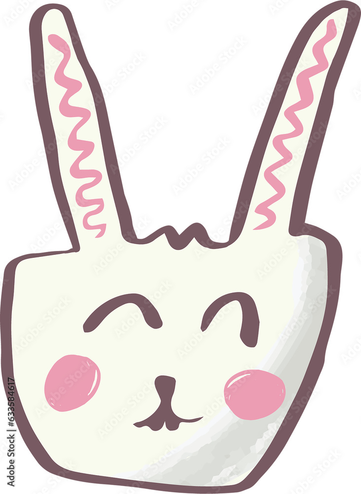 Naklejka premium Digital png illustration of happy white rabbit on transparent background