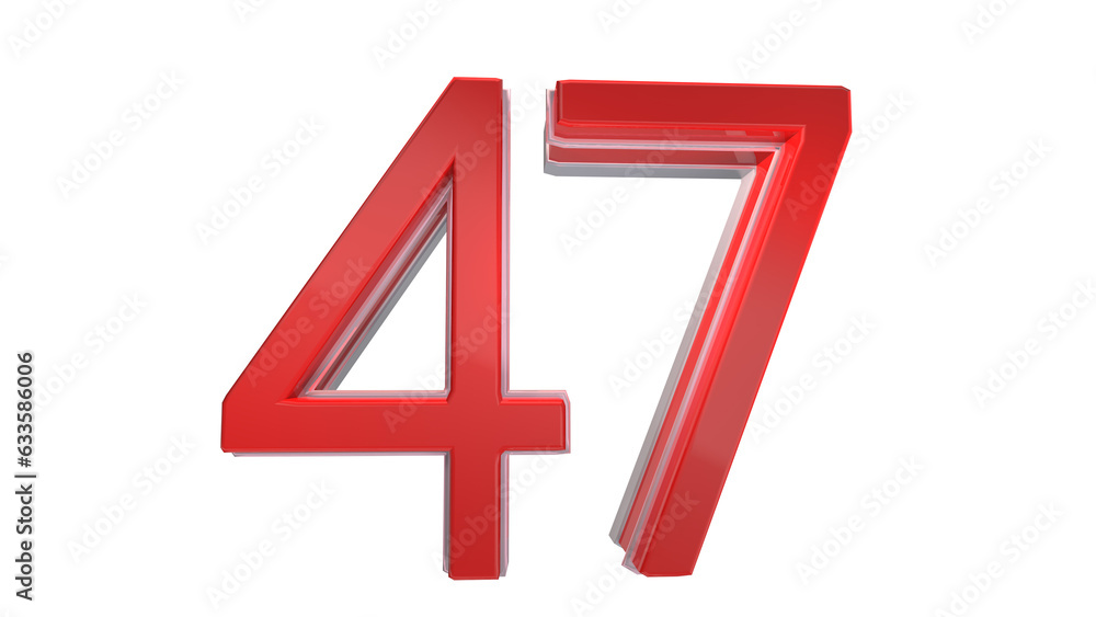 Fototapeta premium Elegant red glossy 3d number 47