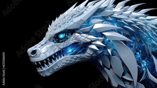 ive into Tech Artistry: Beautifully Rendered Hi-Tech Monster in Deep Azure & Heighway Dragon Detail photo