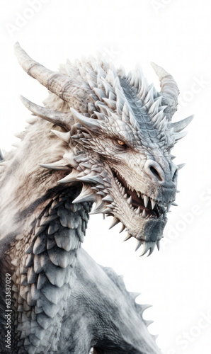 Dragon with white background. realistic illustration. AI generative © dhimage