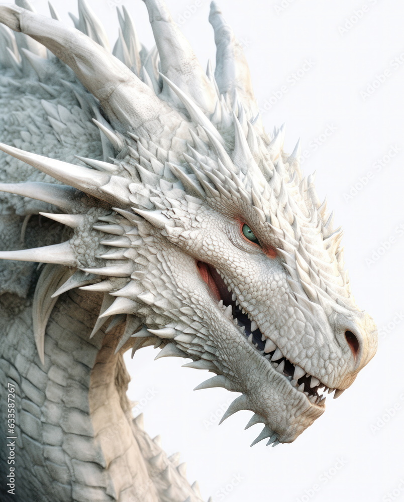 Dragon with white background. realistic illustration. AI generative Dragon with white background. realistic illustration. AI generative