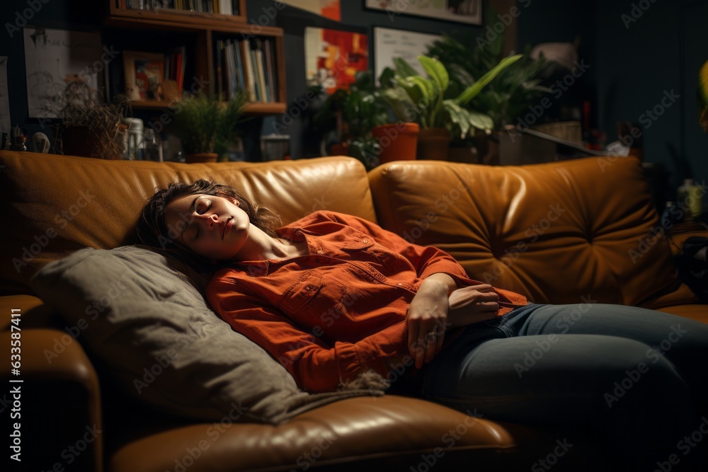 Obraz premium Person Reclining On A Couch, Generative AI