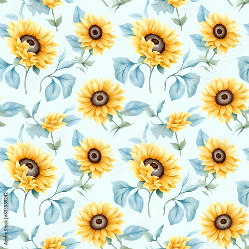 seamless pattern with yellow flowers generative AI