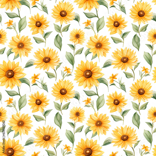 seamless background with yellow flowers generative AI