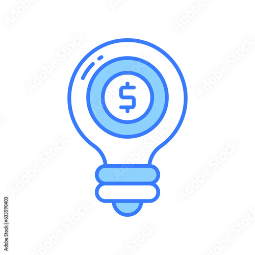 Dollar inside bulb depicting innovative idea, financial idea icon design
