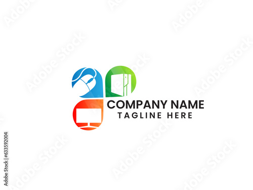 Computer shop logo design. Computer mouse. Monitor shop. Computer accessories. Business. Creative. Monitor logo. Colorful design. Premium logo template