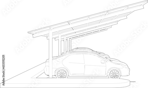 3D illustration of solar carport