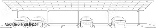 3D illustration of solar carport