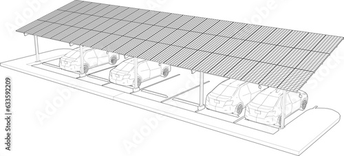 3D illustration of solar carport