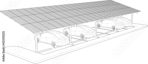 3D illustration of solar carport