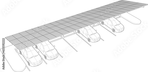 3D illustration of solar carport