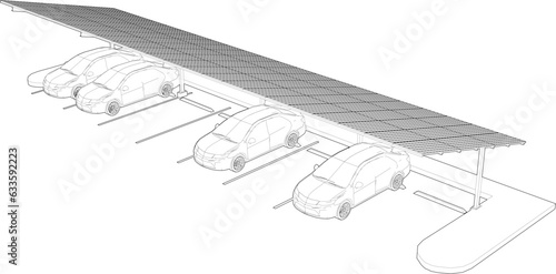 3D illustration of solar carport