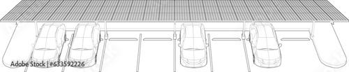3D illustration of solar carport