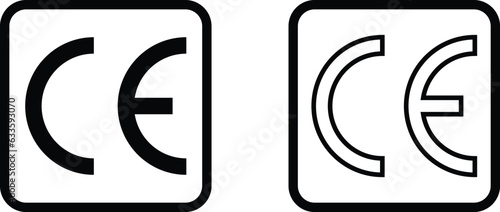 CE marking symbols in two styles for packaging. CE safety standards mark vector isolated on white background photo