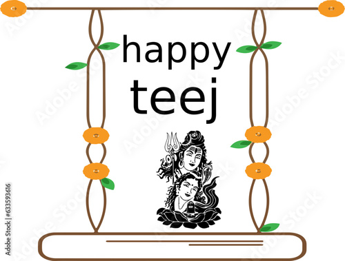 Happy teej festival calligraphy font stly image