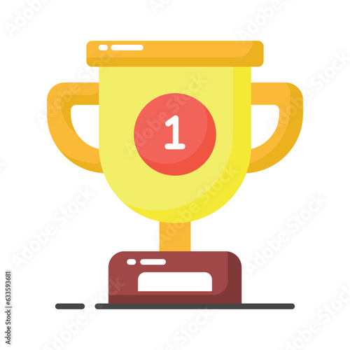 Creatively designed flat icon of trophy in editable style, achievement trophy vector design